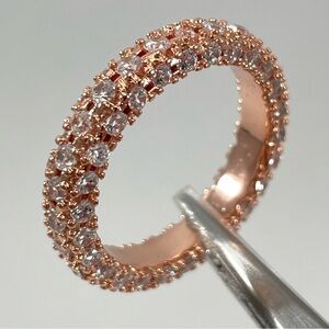 Rings Wedding Band Women’s Jewelry Eternity Diamond CZ Rose Gold Tone Plated